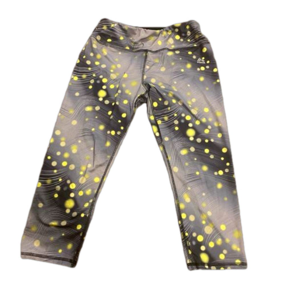 RBX Active Gray Swirl & Neon Bokeh Capri Leggings - Size L (Style CR6062)